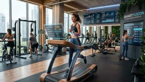 Smart Fitness Gym with AI Personalized Workouts and Wearable Data Syncing